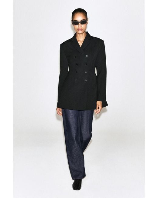 COS Black Double-Breasted Peplum Blazer