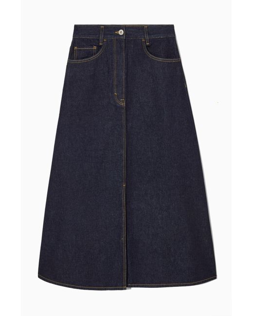 midi denim skirt a line
