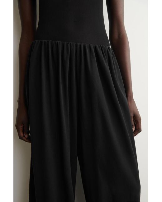 COS Black Gathered Cotton Balloon-Leg Pants