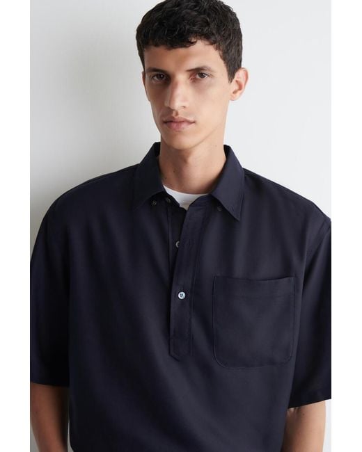 COS Blue Oversized Popover Shirt for men