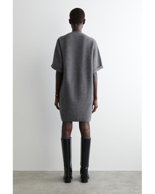 COS Gray Sculpted Merino Wool Mini Dress