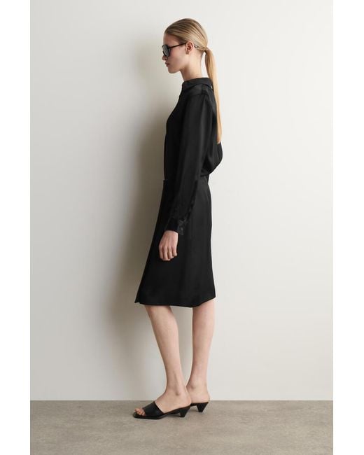 COS Black Satin Wrap Skirt
