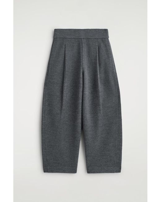 COS Gray Boiled-Wool Barrel-Leg Pants