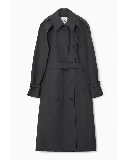 COS Black Convertible Nylon Trench Coat