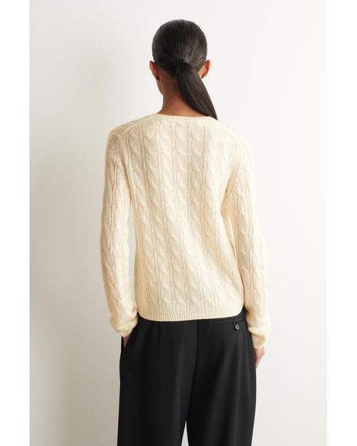 COS Natural Cable-Knit Cashmere Cardigan