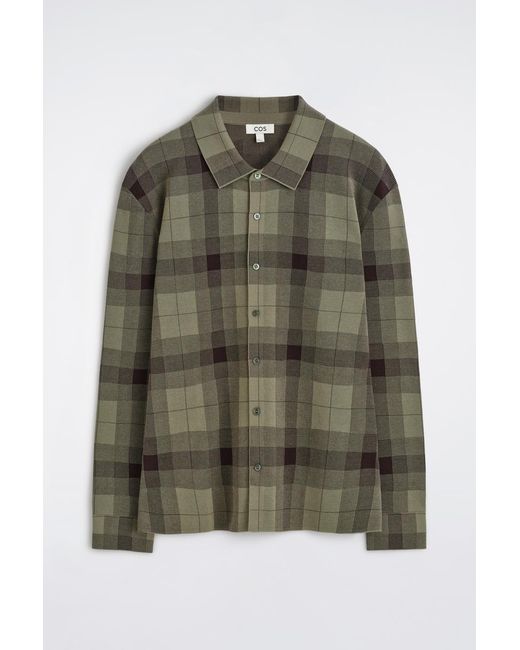 COS Green Relaxed Knitted Cotton Shirt for men