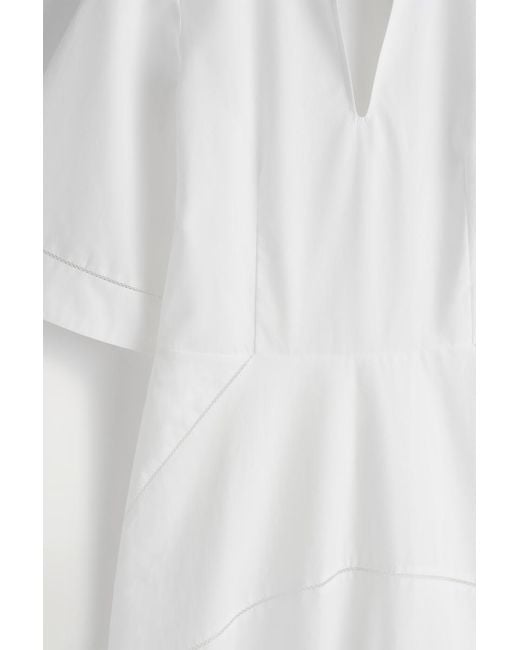 COS White Embroidered Pima Cotton Midi Dress