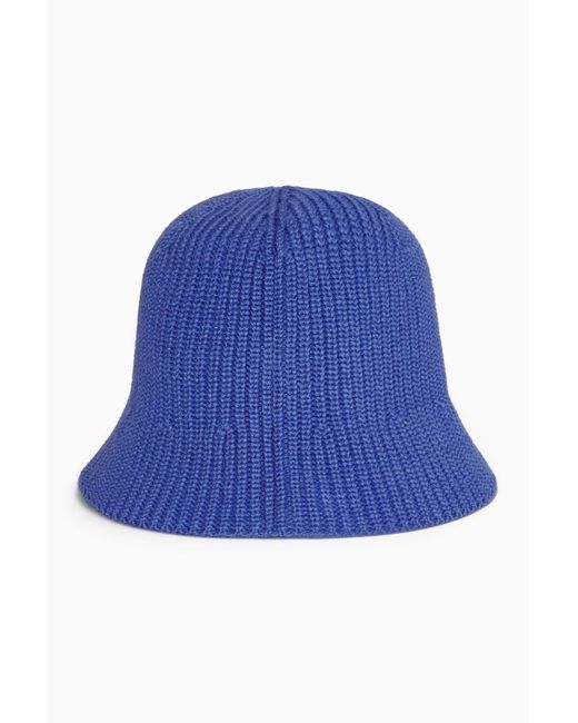 COS Blue Knitted Bucket Hat