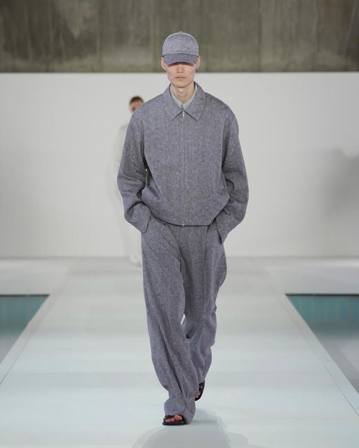 COS Gray Linen Blouson Jacket for men
