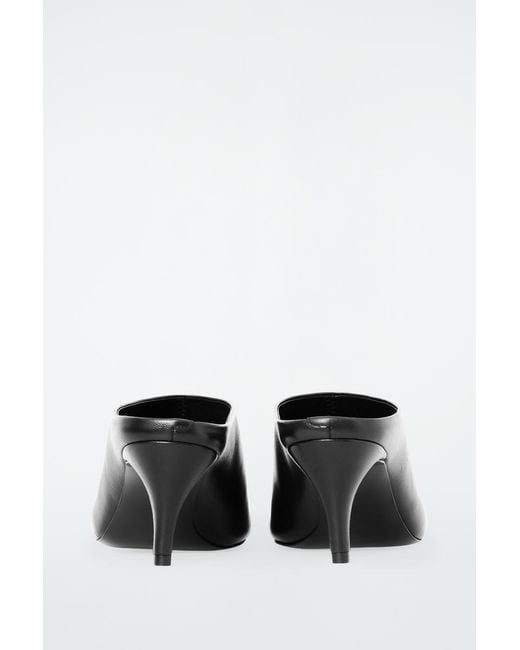 COS Black Square-toe Leather Mules