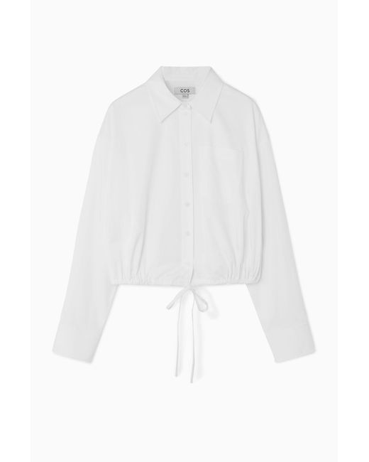 COS White Oversized Tie-detail Cropped Shirt