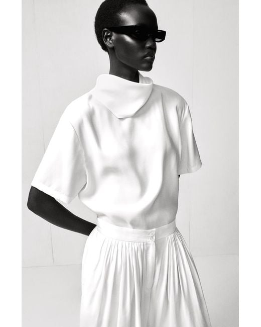 COS Natural Draped Scarf-Detail Top