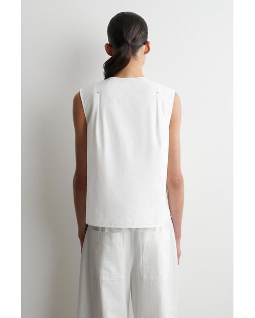 COS White Pleated Sleeveless Top