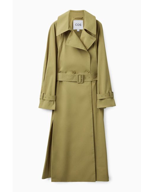 COS Cotton Oversized Trench Coat in Green Lyst