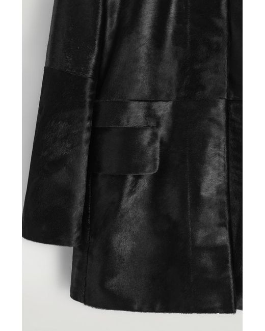 COS Black Pony Hair-Effect Leather Jacket