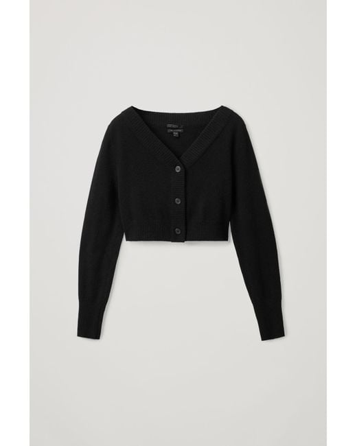 COS Black Cropped Cashmere Cardigan