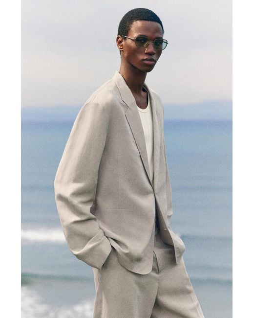 COS Green Single-Breasted Linen Blazer for men