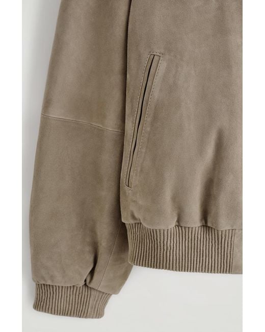 COS Natural Shawl-Collar Suede Bomber Jacket