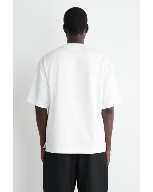 COS White Oversized Woven-Pocket T-Shirt for men