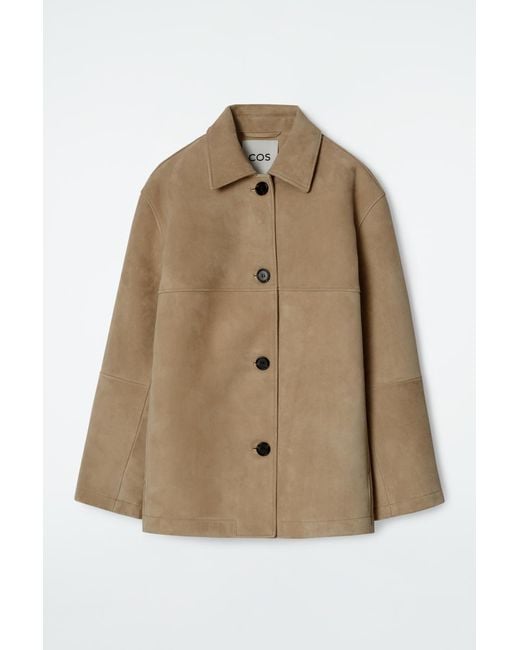 COS Natural Jacke Aus Veloursleder Mit Kragen