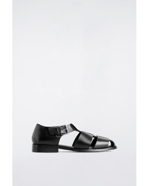 COS White Leather Fisherman Sandals for men