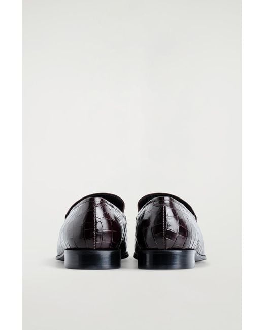 COS White Croc-Effect Leather Loafers