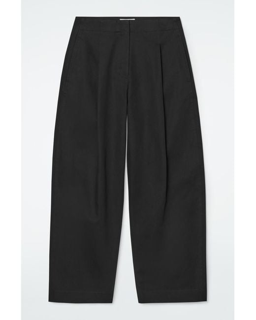 COS Black Pleated Barrel-leg Chinos
