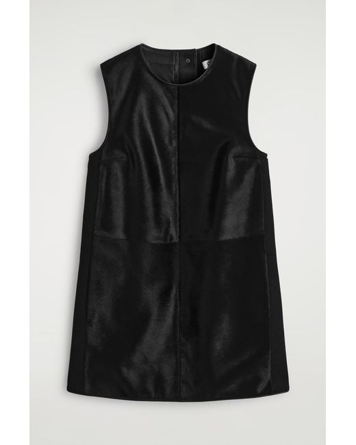 COS Black Minikleid Aus Leder Mit Ponyhaar-Effekt