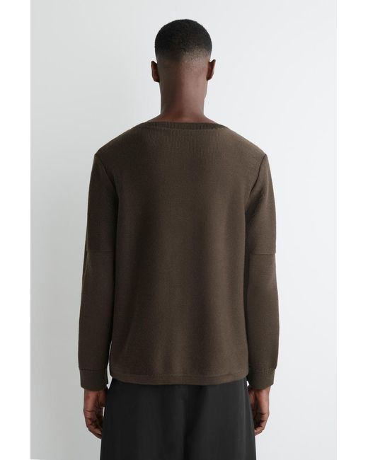 COS Green Wool Boat-Neck Jumper for men