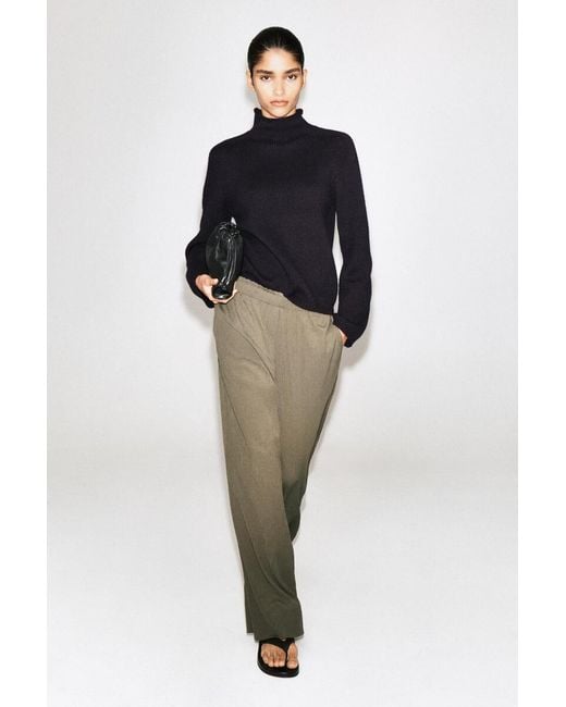 COS Green Crinkled-Jersey Wide-Leg Pants