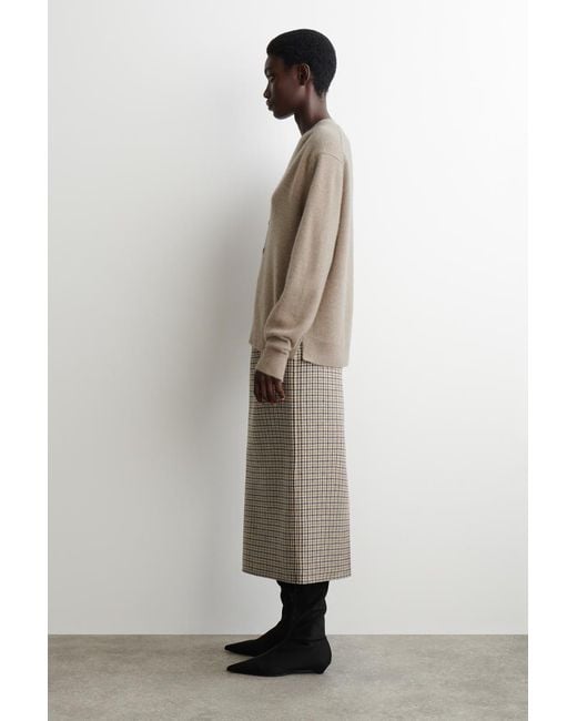 COS Gray Checked Double-Faced Wool Skirt