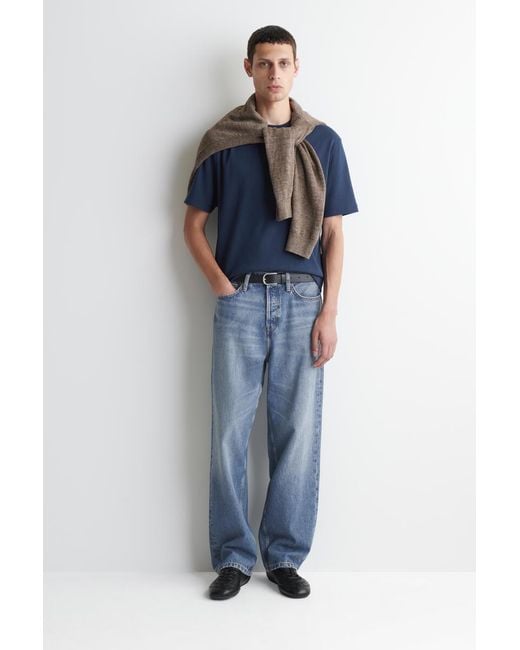 COS Blue Heavyweight Ribbed T-Shirt for men