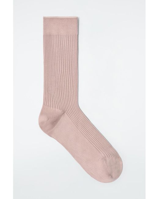 COS Pink Ribbed Silk Socks