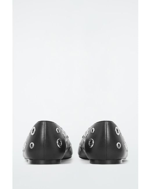 COS White Eyelet Leather Ballet Flats