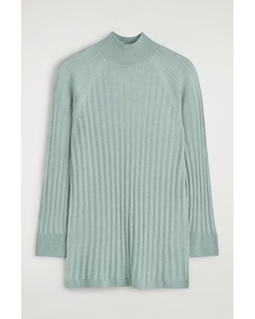 COS Green Sheer Knitted Silk Top