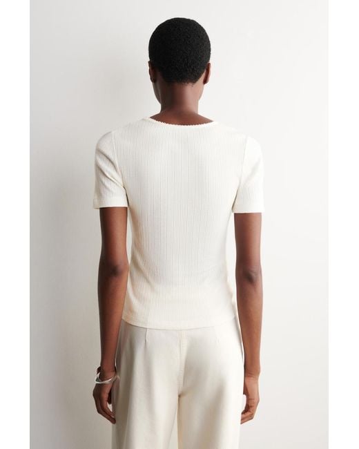 COS Natural Pointelle-Knit T-Shirt