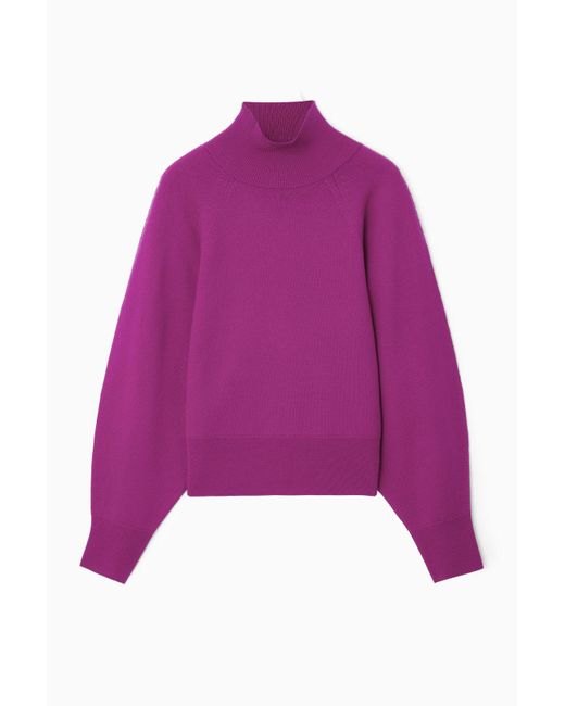 COS Purple Batwing-sleeve Merino Wool Sweater