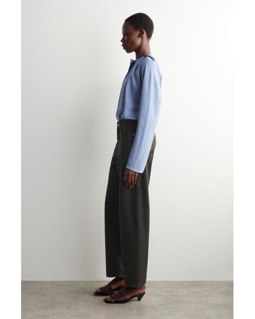 COS Blue Voluminous Pleated Blouse