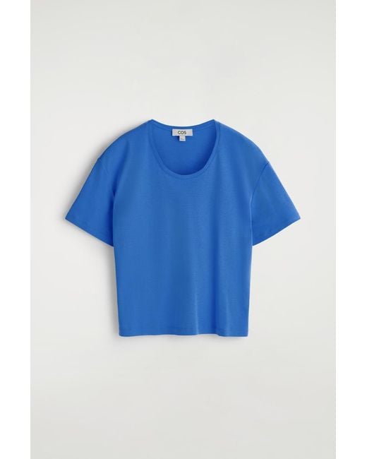 COS Blue Scoop-Neck Cotton T-Shirt
