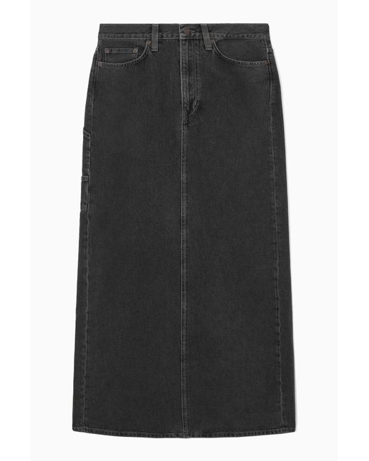 COS Denim Maxi Skirt in Black Lyst