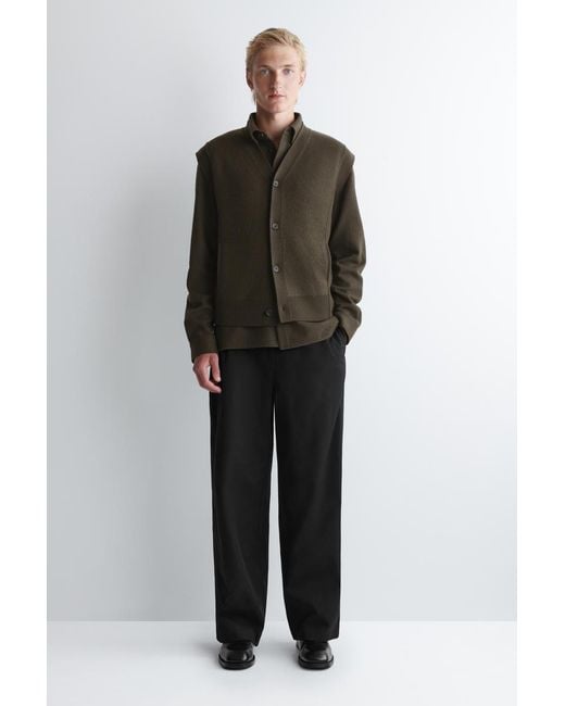 COS Green Buttoned Boiled-Wool Vest for men