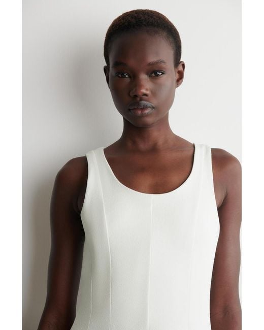 COS White Sculpted Cotton Midi Dress