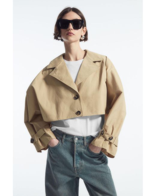 COS Natural Cropped Hybrid Trench Coat