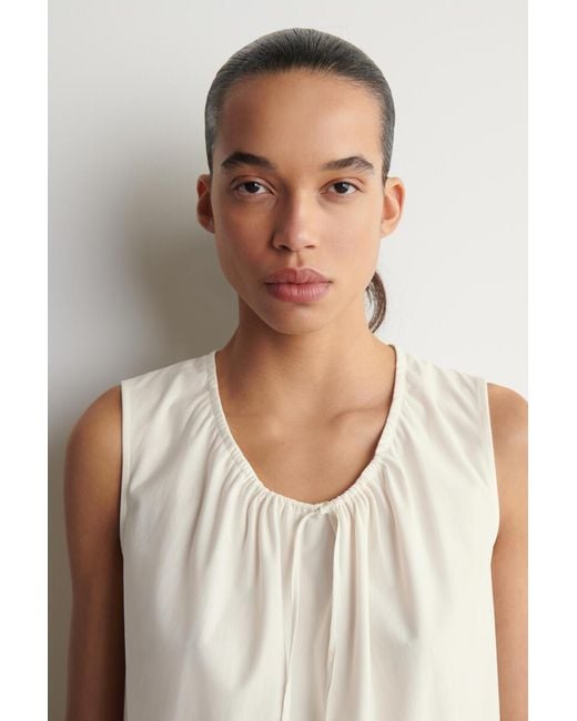 COS Natural Gathered-Neck Jersey Tank Top
