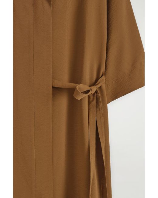 COS Brown Side-belt Midi Shirt Dress