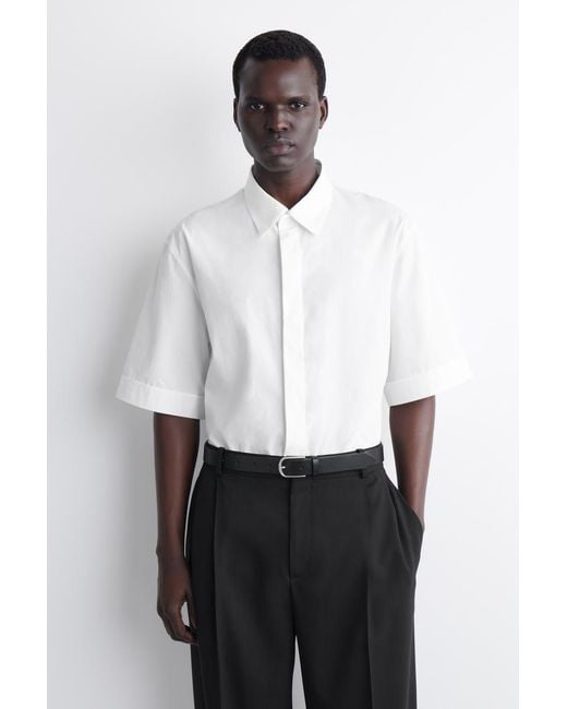 COS White Tailored Short-Sleeved Cotton Shirt for men