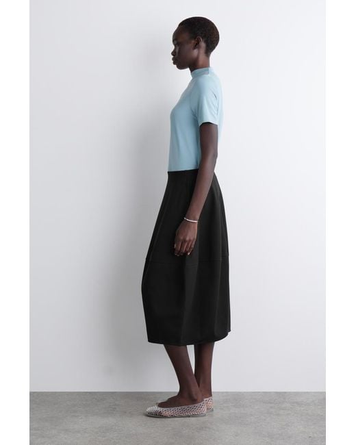 COS Black Rounded Cotton Midi Skirt