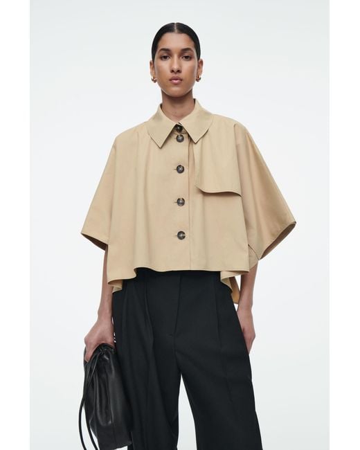 COS Natural Cropped Trench Coat Cape