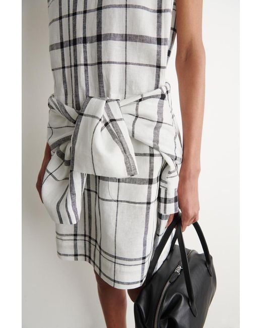 COS Gray Linen Mini Shift Dress