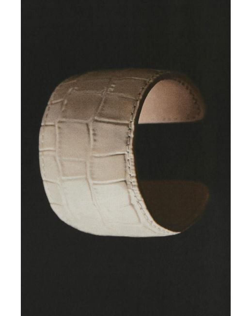 COS White Croc-Effect Leather Cuff